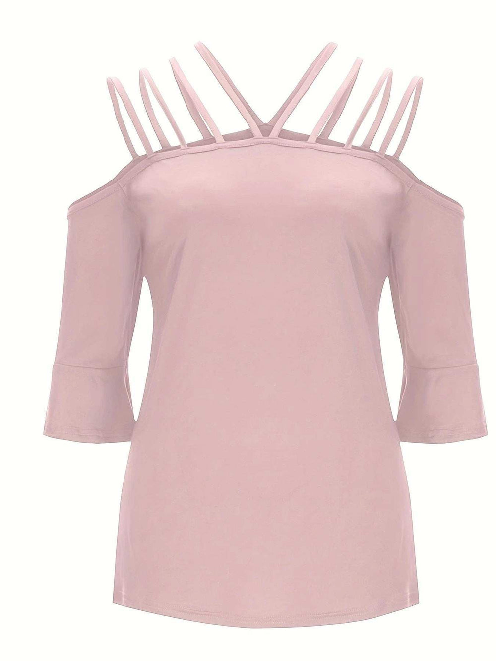 Full Size Cold Shoulder Three-Quarter Sleeve Blouse - Trendsi - Flyclothing LLC