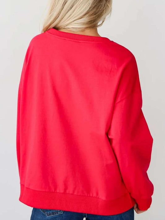 Letter Round Neck Long Sleeve Sweatshirt - Trendsi - Flyclothing LLC