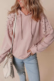 Rivet Drawstring Long Sleeve Hoodie - Trendsi - Flyclothing LLC