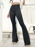 Raw Hem High Waist Flare Jeans - Trendsi - Flyclothing LLC