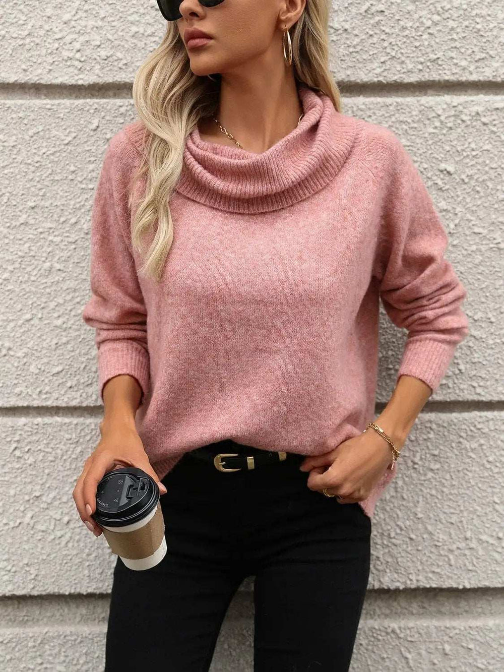 Turtleneck Long Sleeve Sweater - Trendsi - Flyclothing LLC