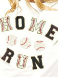 BiBi Baseballs Homerun Letter Washed Short Sleeve Top - Trendsi - Flyclothing LLC