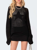 Star Round Neck Long Sleeve Knit Top - Trendsi - Flyclothing LLC