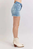 Judy Blue Full Size High Waist Western Embroidery Detail Cut Off Denim Shorts Plus Size - Trendsi - Flyclothing LLC