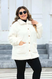 Plus Size Fuzzy Collared Neck Long Sleeve Jacket - Trendsi - Flyclothing LLC