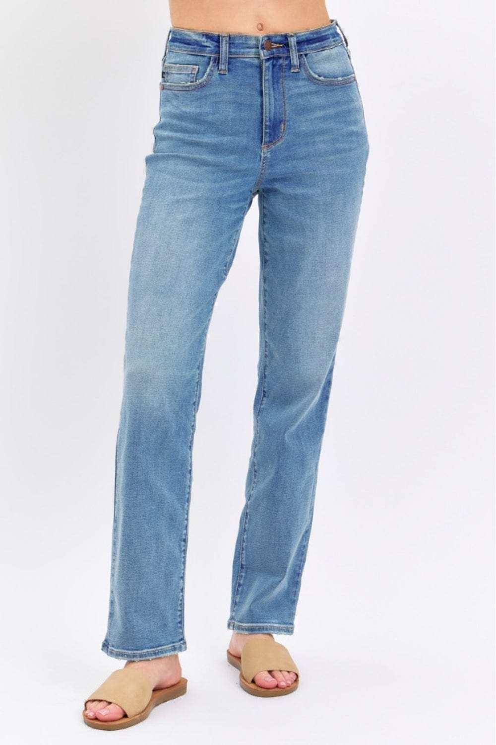 Judy Blue Full Size High Waist Straight Jeans - Trendsi - Flyclothing LLC
