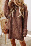 Cable-Knit Round Neck Sweater Dress - Trendsi - Flyclothing LLC