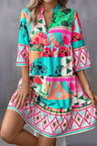 Printed Surplice Half Sleeve Mini Dress - Trendsi - Flyclothing LLC
