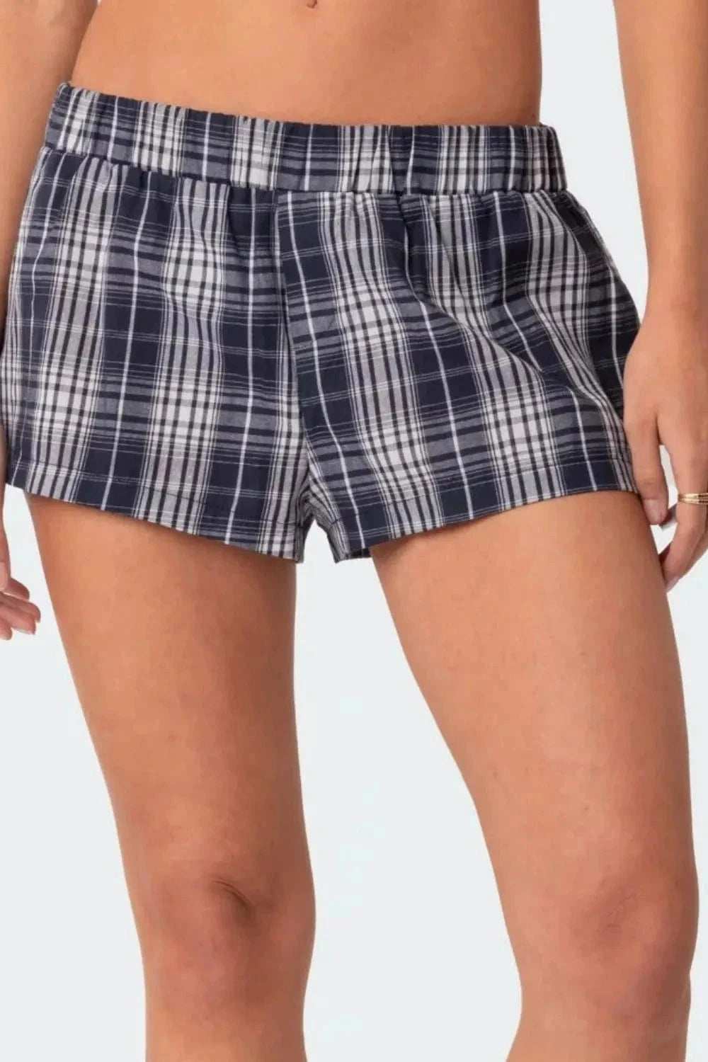 Plaid Elastic Waist Shorts - Trendsi - Flyclothing LLC