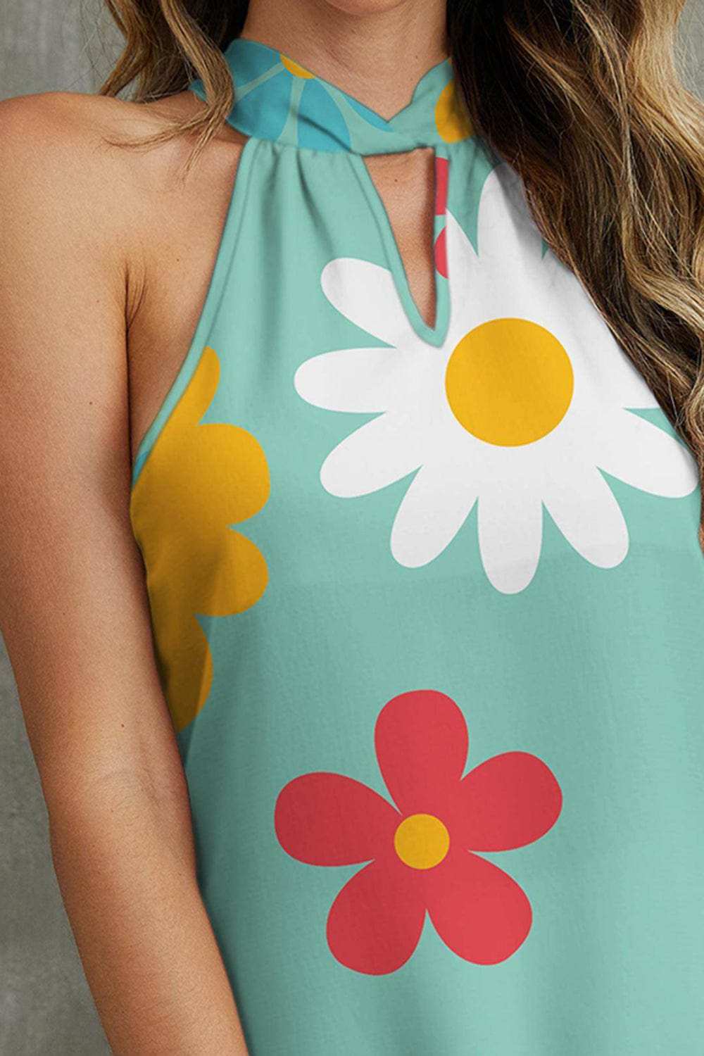Flower Grecian Neck Tank - Trendsi - Flyclothing LLC