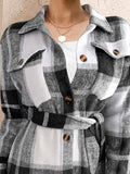 Tied Plaid Button Up Shacket - Trendsi - Flyclothing LLC