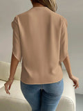 V-Neck Short Sleeve Blouse - Trendsi - Flyclothing LLC