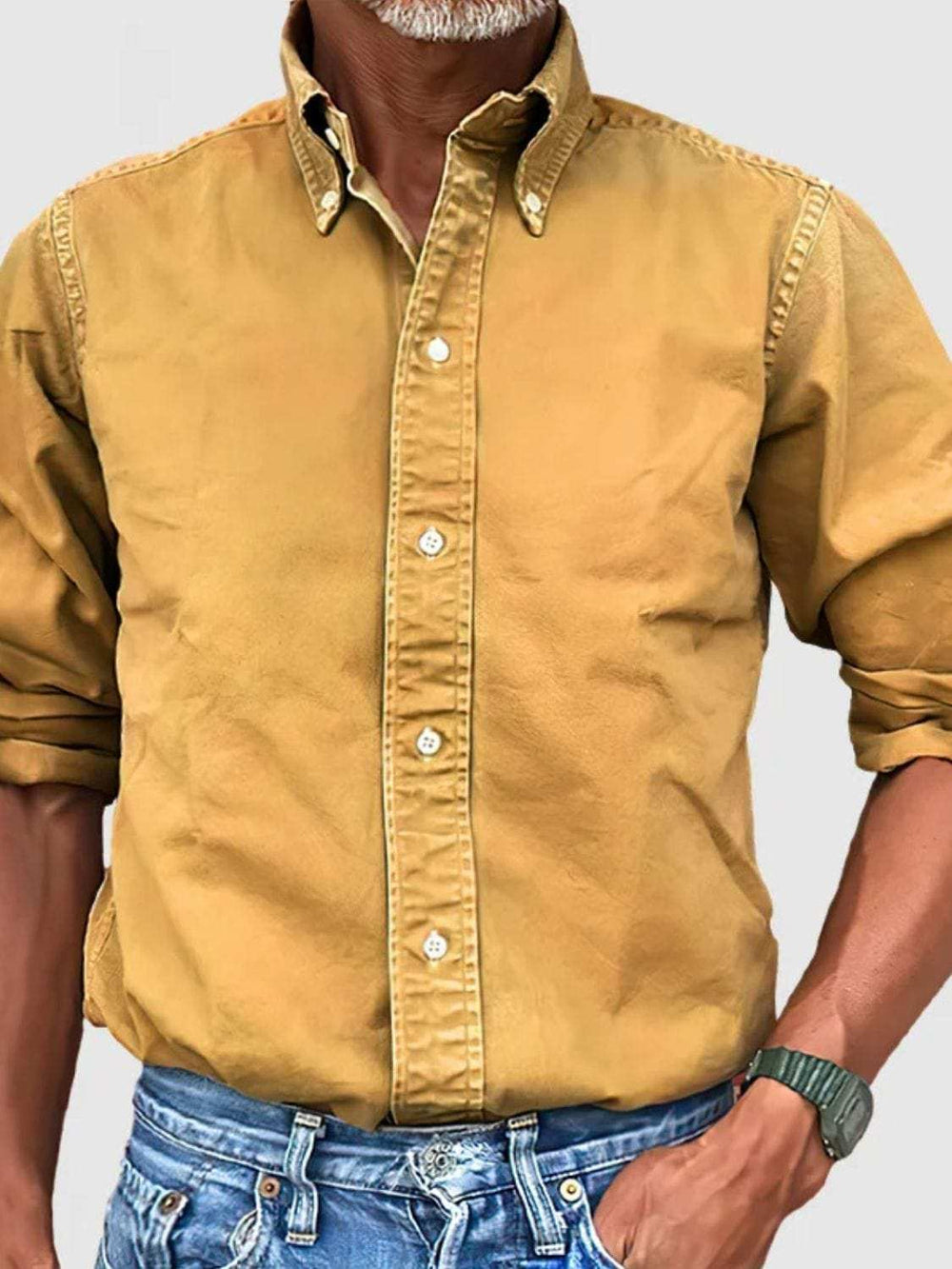 Men's Full Size Collared Neck Button Down Shirt Plus Size - Trendsi - Flyclothing LLC