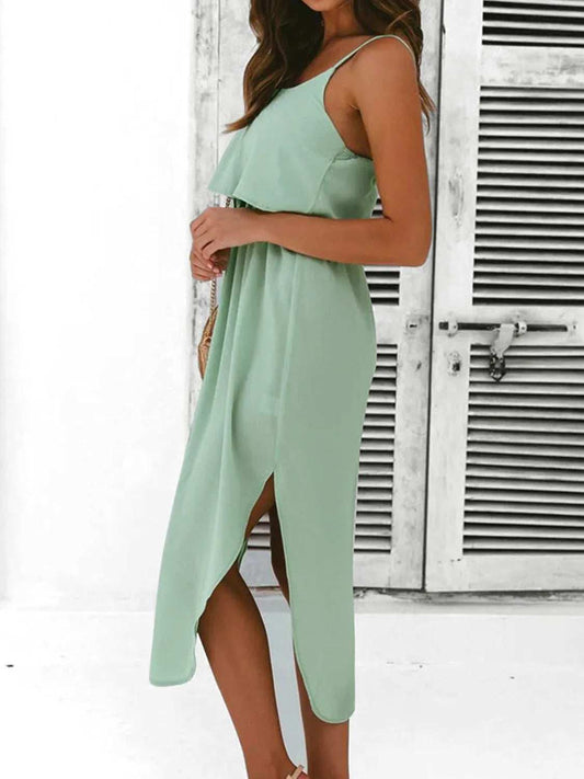 Tied Side Slit Midi Cami Dress - Trendsi - Flyclothing LLC