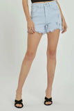 RISEN Full Size High Rise Distressed Detail Denim Shorts - Trendsi - Flyclothing LLC
