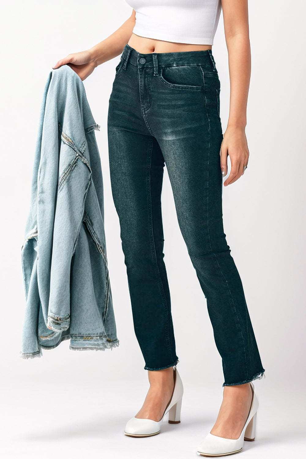 Mid-Rise Waist Skinny Jeans with Pockets - Trendsi - Flyclothing LLC
