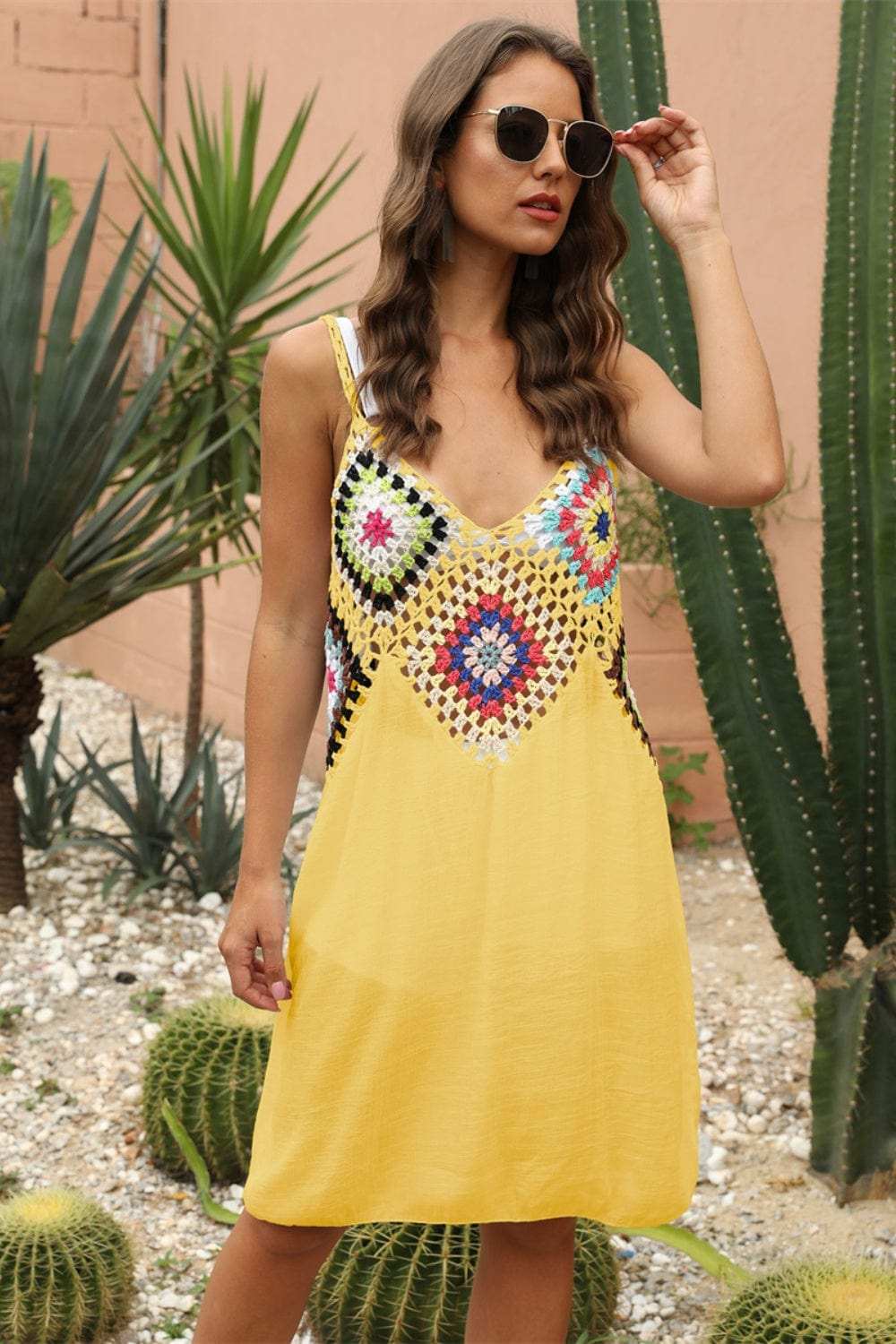 Geometric V-Neck Spaghetti Strap Cover Up Dress - Trendsi - Flyclothing LLC