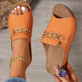 Open Toe Sandals with Metal Chain Decor - Trendsi - Flyclothing LLC