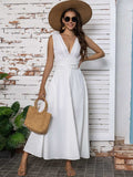 Full Size Slit V-Neck Sleeveless Midi Dress - Trendsi - Flyclothing LLC