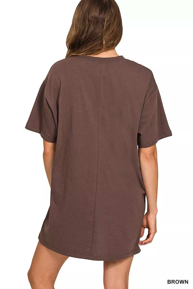 Zenana Short Sleeve Mini Tee Dress - Trendsi - Flyclothing LLC