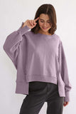 Exposed Seam High-Low Long Sleeve Sweatshirt - Trendsi - Flyclothing LLC