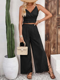 Smocked Surplice Cami and Wide Leg Pants Set - Trendsi - Flyclothing LLC