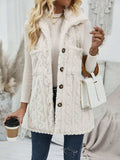 Fuzzy Button Up Vest Coat - Trendsi - Flyclothing LLC