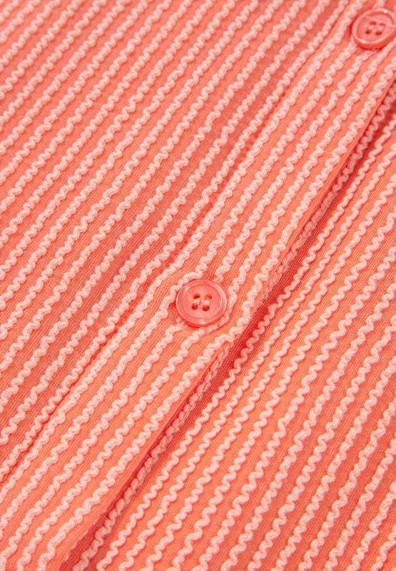 Corded Half Sleeve Button Up High Low Shirt - Trendsi - Flyclothing LLC