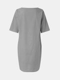 Full Size Round Neck Half Sleeve Dress with Pockets - Trendsi - Flyclothing LLC