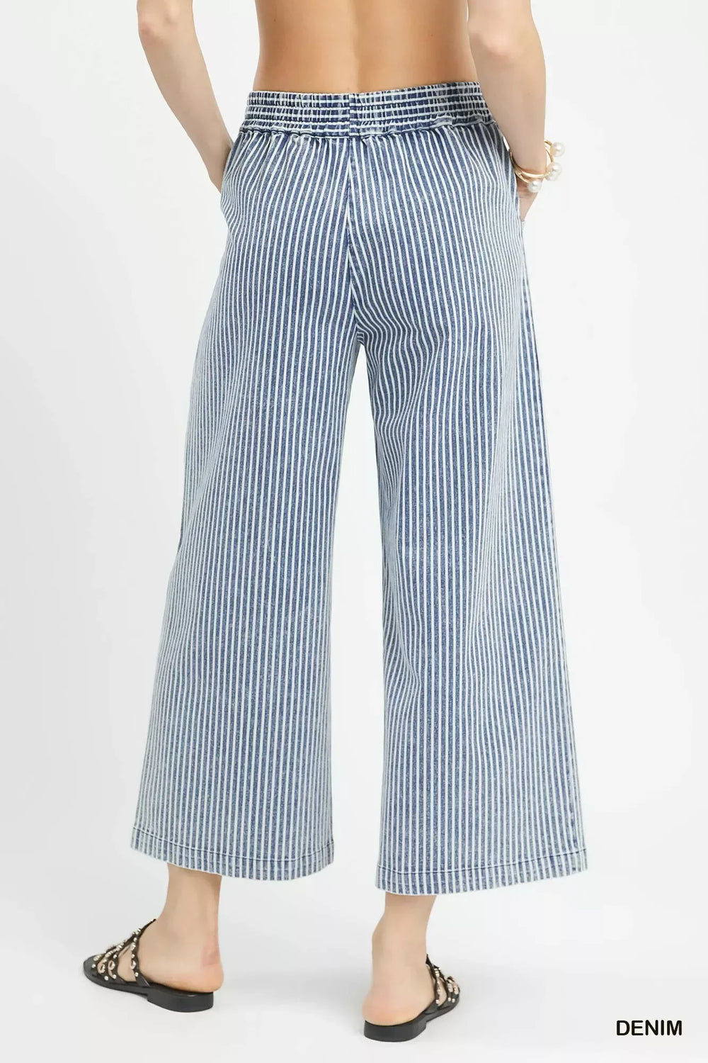 Umgee Stone Wash Stripe Wide-Leg Pants - Trendsi - Flyclothing LLC