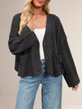 Cable Knit Button-Down Cardigan - Trendsi - Flyclothing LLC