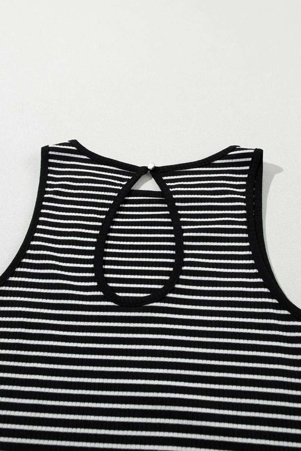 Striped Ribbed Round Neck Tank - Trendsi - Flyclothing LLC