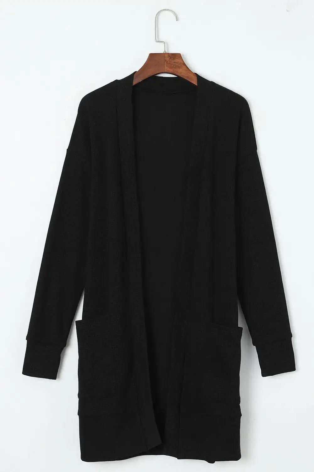 Pocketed Open Front Long Sleeve Cardigan - Trendsi - Flyclothing LLC