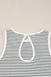 Striped Ribbed Round Neck Tank - Trendsi - Flyclothing LLC