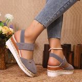 Round Toe Wedge Sandals - Trendsi - Flyclothing LLC