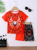 Children's Spider Round Neck Short Sleeve T-Shirt and Pants Set - Trendsi - Flyclothing LLC