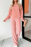 Round Neck Long Sleeve Top and Pants Set - Trendsi - Flyclothing LLC