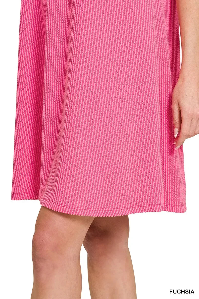 Zenana Raised Rib Sleeveless Mini Dress - Trendsi - Flyclothing LLC