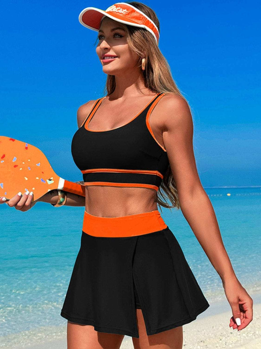 Scoop Neck Top and Skort Swim Set - Trendsi - Flyclothing LLC