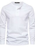 Men's Full Size Quarter Button Round Neck Long Sleeve T-Shirt Plus Size - Trendsi - Flyclothing LLC