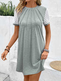 Lace Detail Round Neck Short Sleeve Mini Dress - Trendsi - Flyclothing LLC