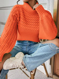 Full Size Textured Knit Turtleneck Long Sleeve Sweater Plus Size - Trendsi - Flyclothing LLC