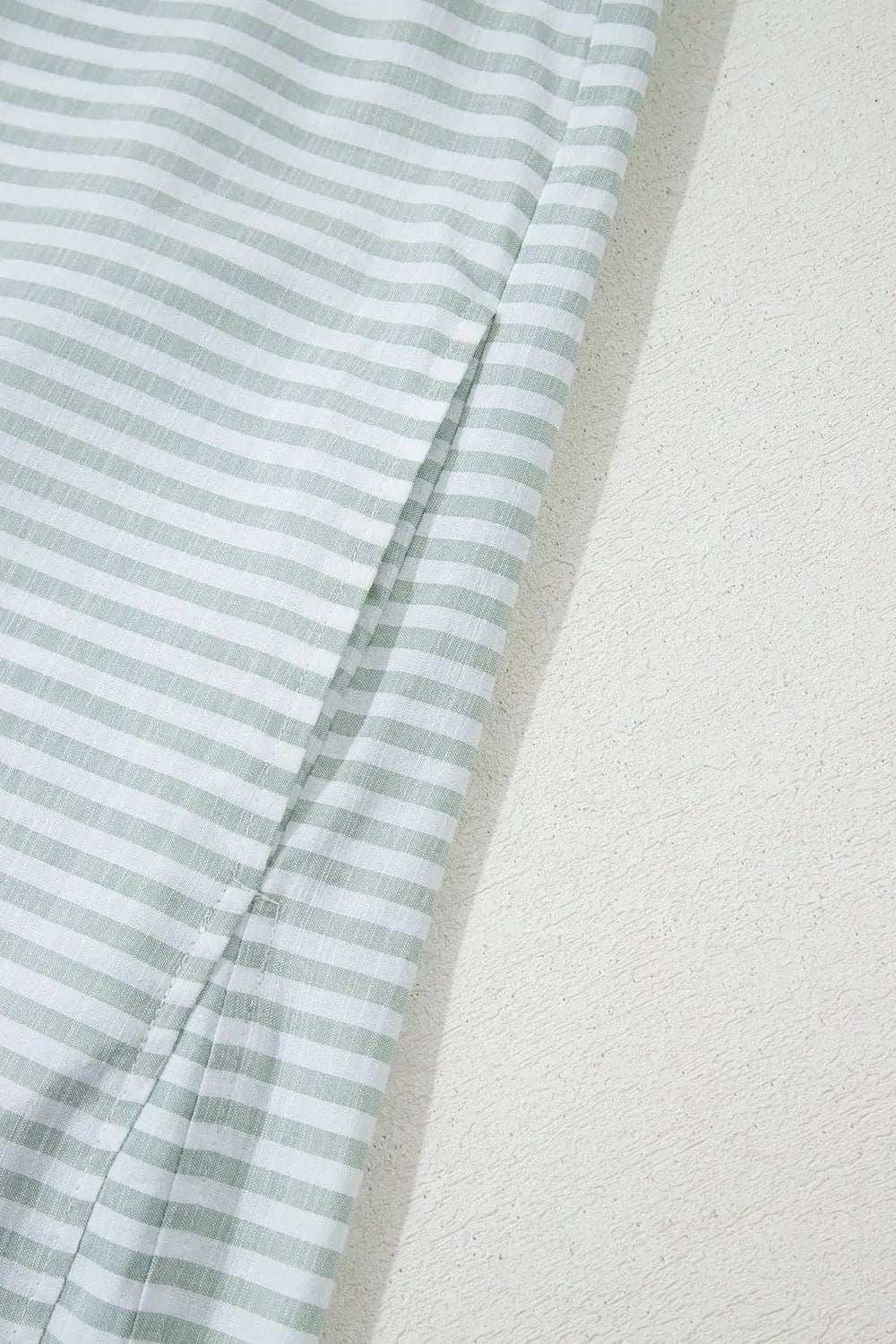 Striped Johnny Collar Long Sleeve Mini Shirt Dress - Trendsi - Flyclothing LLC