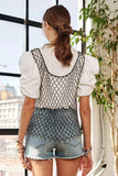 ADORA Beads Accent Fishnet Tank Top - Trendsi - Flyclothing LLC