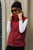 Fuzzy Plaid Texture Zip Up Vest Coat - Trendsi - Flyclothing LLC