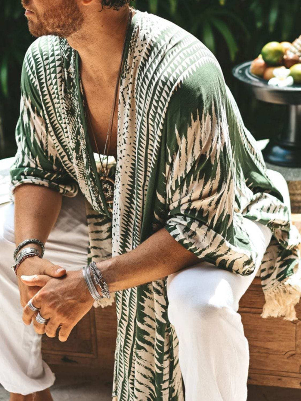 Men's Full Size Fringe Open Front Cover-Up Plus Size - Trendsi - Flyclothing LLC