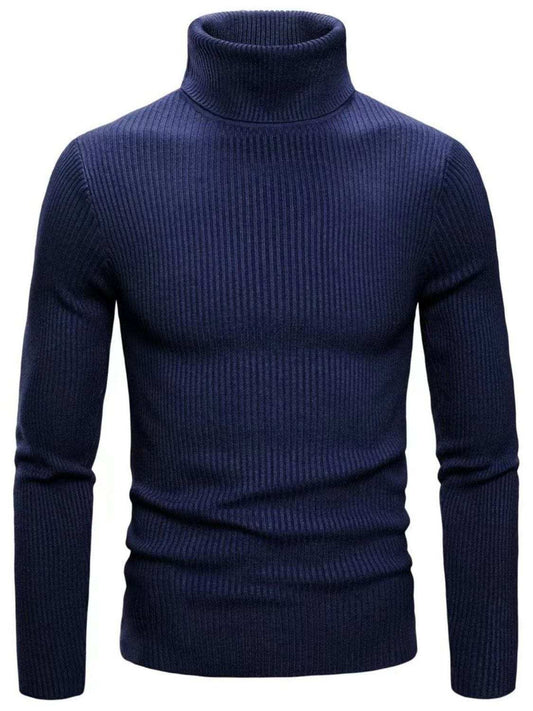 Men's Turtleneck Long Sleeve Ribbed Sweater - Trendsi - Flyclothing LLC