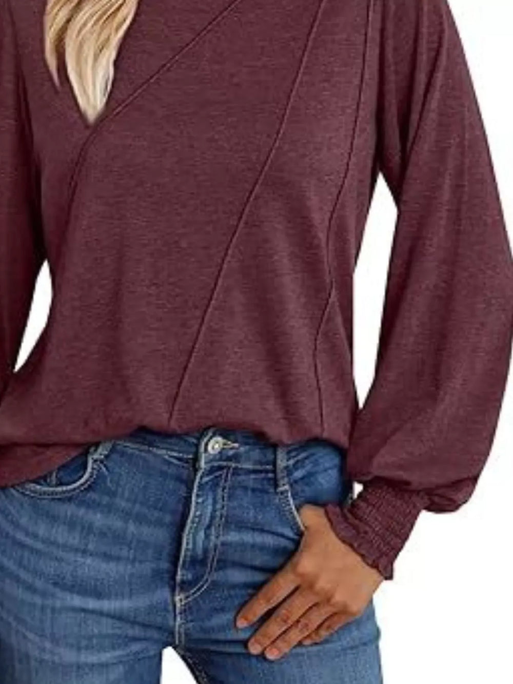 Round Neck Long Sleeve Top - Trendsi - Flyclothing LLC