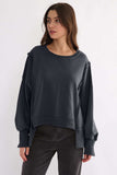 Exposed Seam High-Low Long Sleeve Sweatshirt - Trendsi - Flyclothing LLC