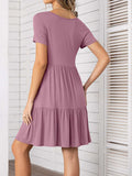 Round Neck Short Sleeve Mini Tee Dress - Trendsi - Flyclothing LLC